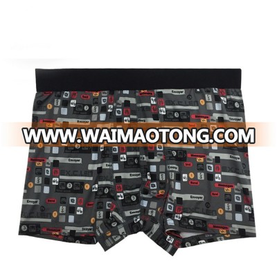 New design unique printed shorty boxer brief sexy man milk silk underwear