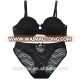 Stylish ladies elegant sexy black lace bra and panty transparent lace underpants