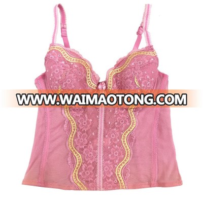 OEM embroidery lace ladies body shaper corset underwear with padded cup