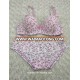 Lovely flower printed hot sale sexy ladies fancy bra panty set